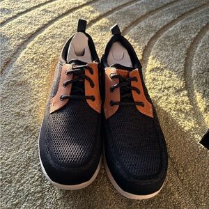 Florsheim Black and Brown Lace-Up Knit Steel Toe Work Sneakers